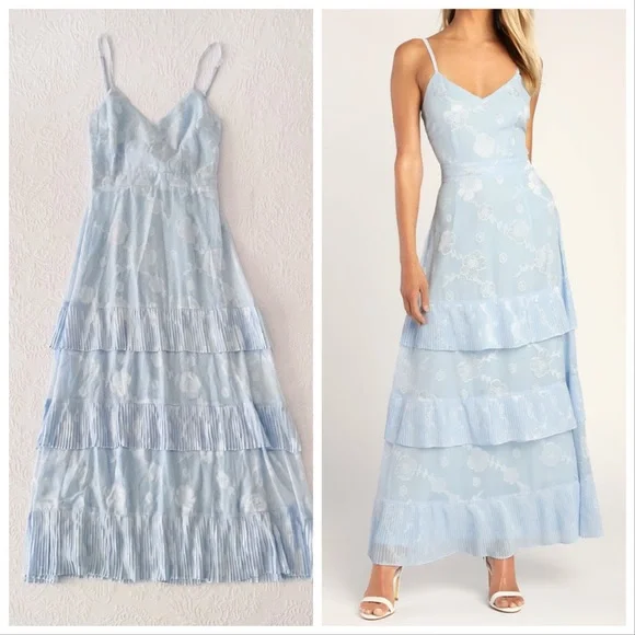 Lulus | Dresses | Nwot Lulus Beaming Babe Light Blue Floral Print Jacquard Tiered Maxi Dress Small | Poshmark Lulus | Dresses | Nwot Lulus Beaming Babe Light Blue Floral Print Jacquard Tiered Maxi Dress Small | Poshmark